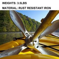 Best Marine Boat Anchor | 3.3/5.5 Pound Kayak Anchor Kit | Kayak Fishing Accessories | Folding Anchors for PWC, Jet Ski, SUP Paddle Board & Canoe | Foldable Trolley Gear & Equipment System