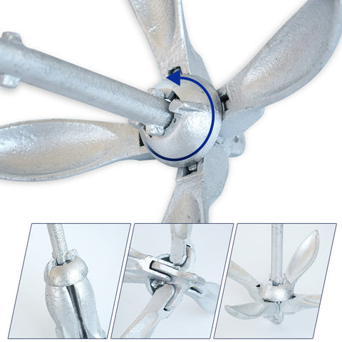 Best Marine Boat Anchor | 3.3/5.5 Pound Kayak Anchor Kit | Kayak Fishing Accessories | Folding Anchors for PWC, Jet Ski, SUP Paddle Board & Canoe | Foldable Trolley Gear & Equipment System