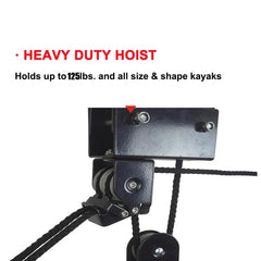 FishingKayak Kayak Hoist, Overhead Pulley System with 125 lb Capacity for Kayak, Canoe, Bike, or Ladder Storage
