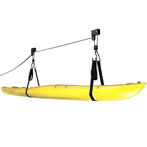FishingKayak Kayak Hoist, Overhead Pulley System with 125 lb Capacity for Kayak, Canoe, Bike, or Ladder Storage