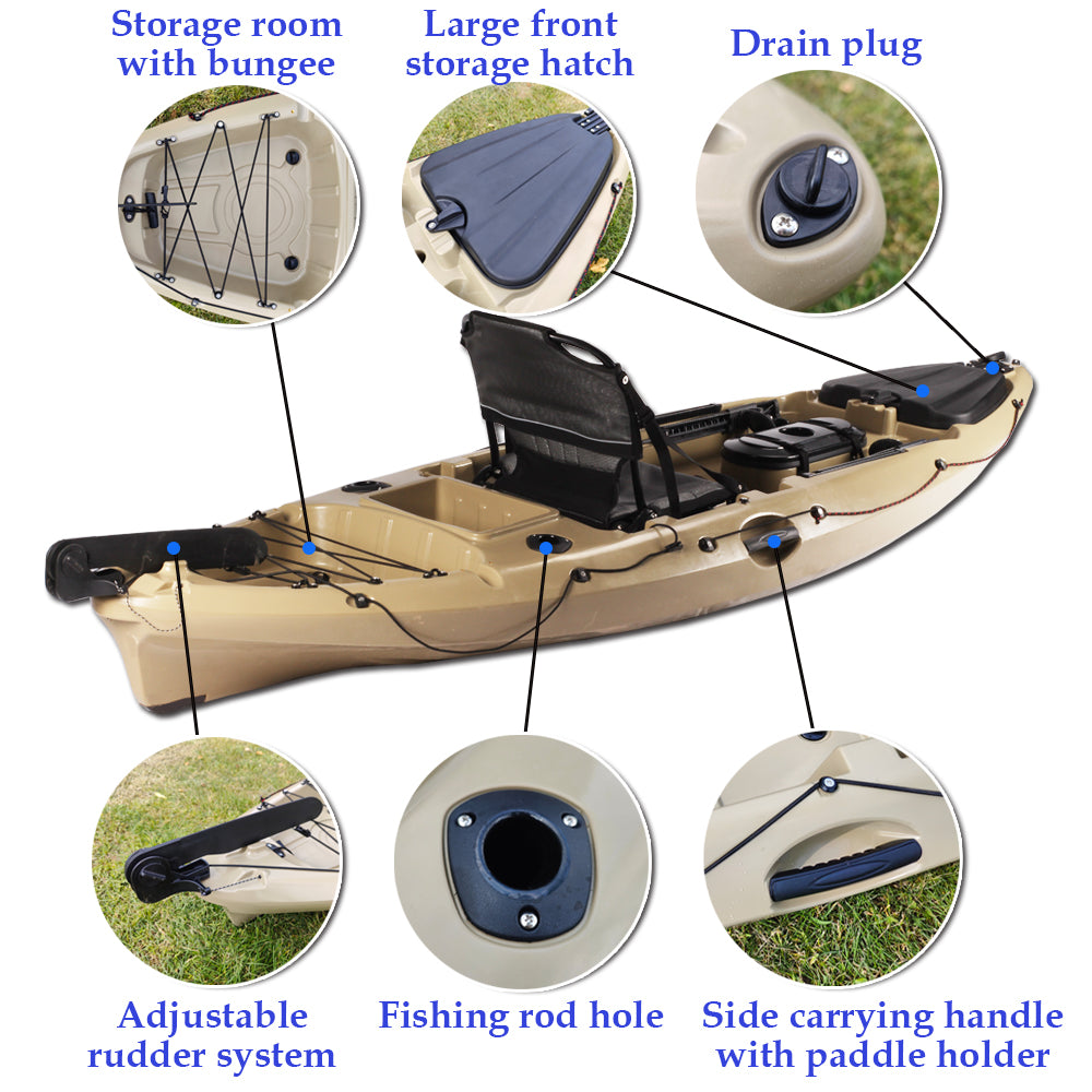 10FT full function kayak, single seat, foot rudder control system, alu ...